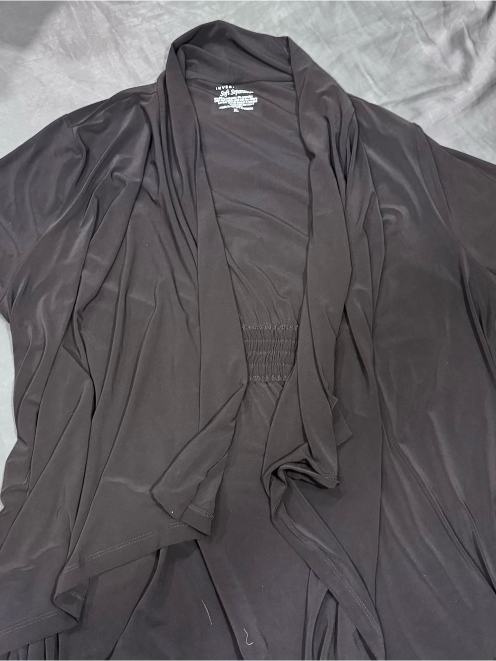 Black Draped Shawl Collar Women's Robe - Unbranded